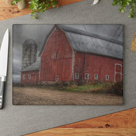 U R There Photography Stanley Road Reds Rustic Farmhouse Tempered-Glass Cutting Board