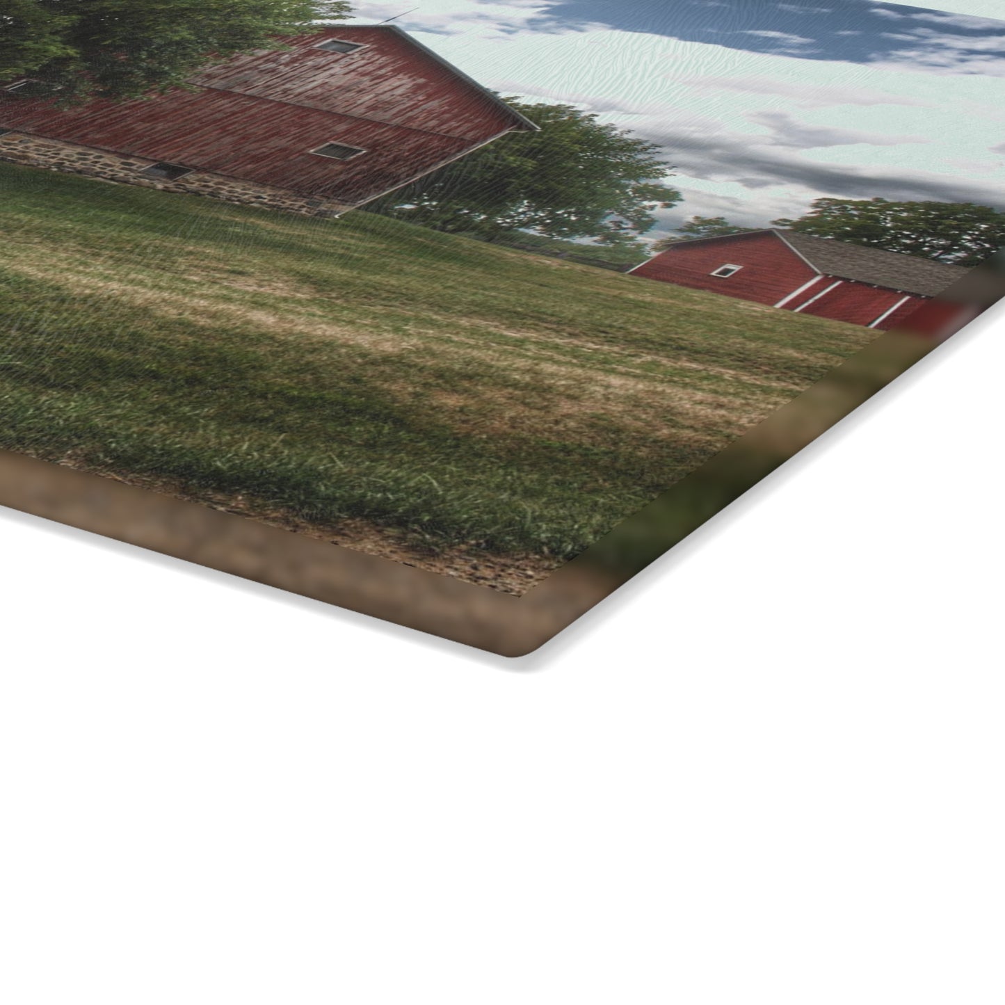 U R There Photography Five Lakes Red I Rustic Farmhouse Tempered-Glass Cutting Board