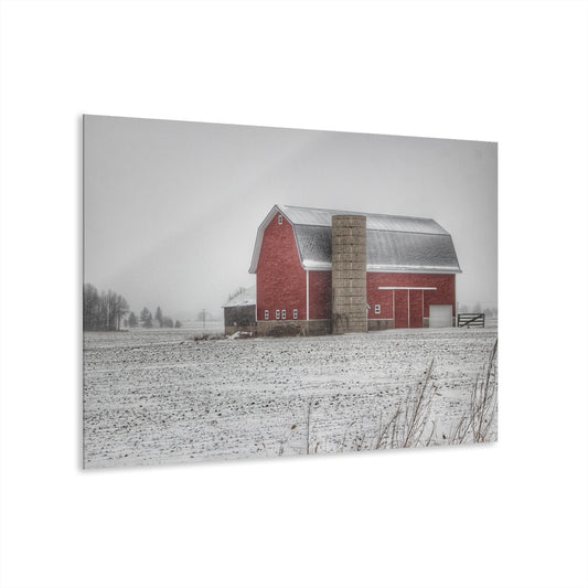 U R There Photography Winter Red Rustic Farmhouse Acrylic Wall Print