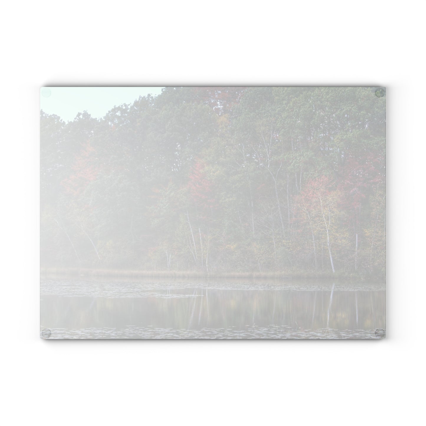 U R There Photography Fall on Murphy Lake IV Rustic Farmhouse Tempered-Glass Cutting Board