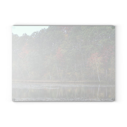 U R There Photography Fall on Murphy Lake IV Rustic Farmhouse Tempered-Glass Cutting Board