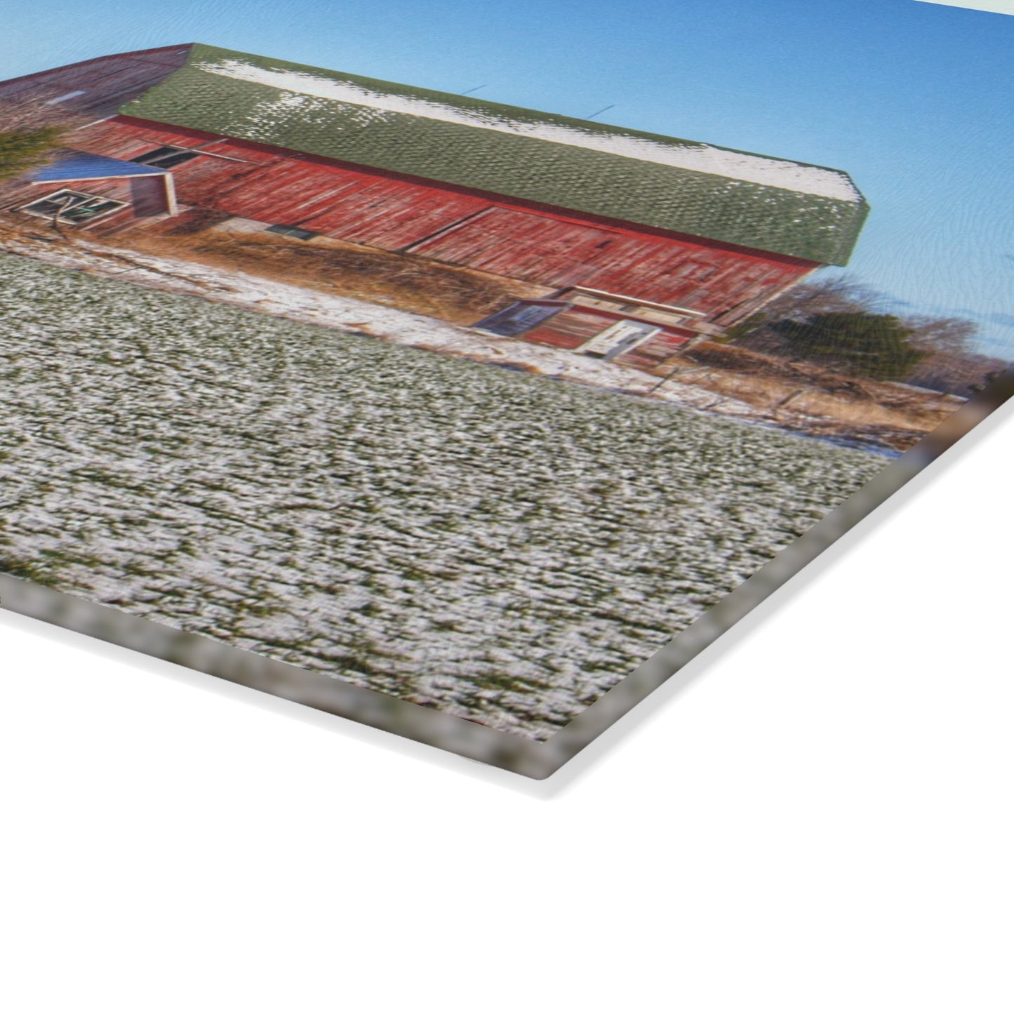 U R There Photography Early Spring Red II Rustic Farmhouse Tempered-Glass Cutting Board