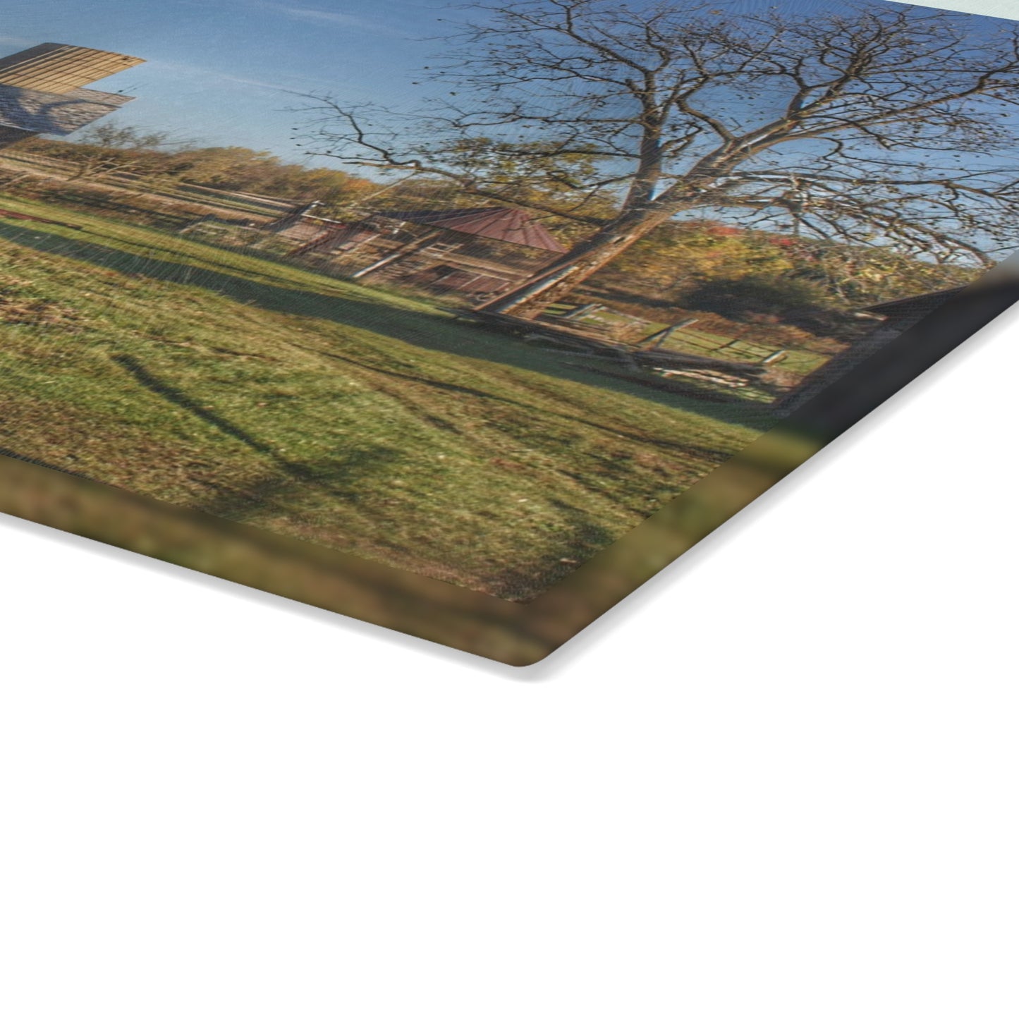 U R There Photography Bowers Road Greys I Rustic Farmhouse Tempered-Glass Cutting Board