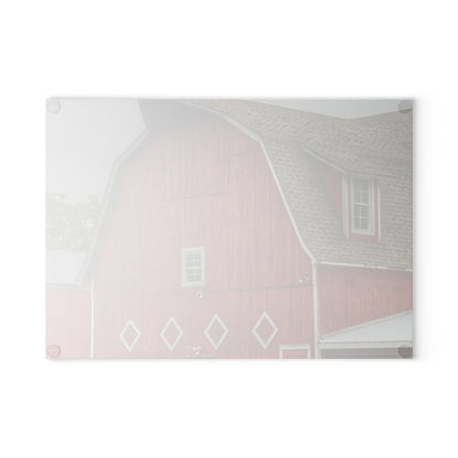 U R There Photography Brauer Road Red Rustic Farmhouse Tempered-Glass Cutting Board
