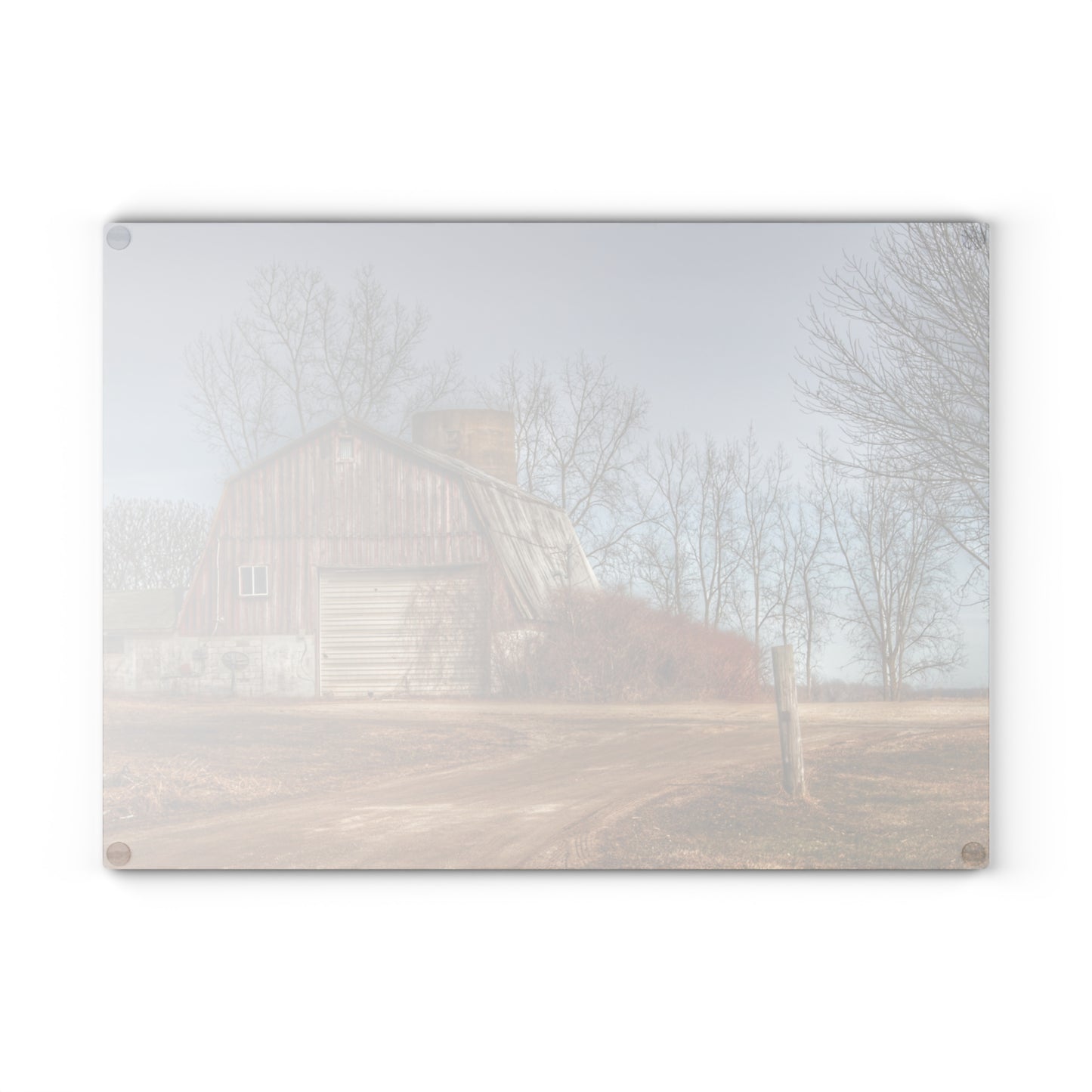 U R There Photography Maple Valley Road Red I Rustic Farmhouse Tempered-Glass Cutting Board