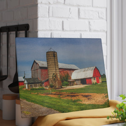 U R There Photography Marlette Red IV Rustic Farmhouse Tempered-Glass Cutting Board