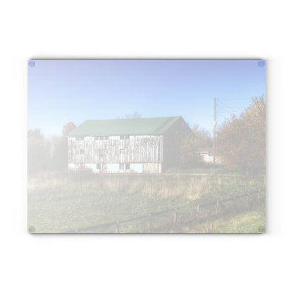 U R There Photography Hadley White Rustic Farmhouse Tempered-Glass Cutting Board