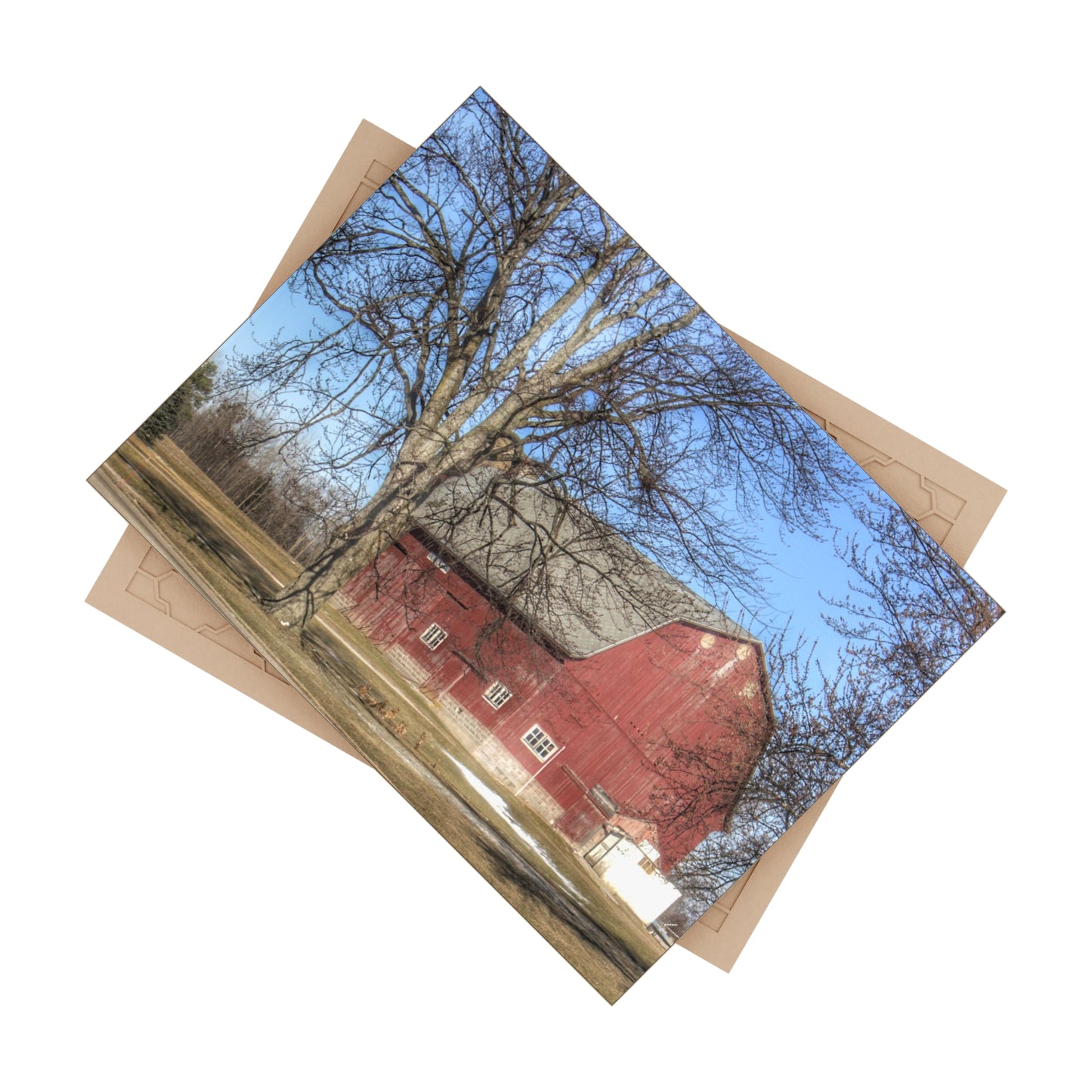 U R There Photography Dixon Road Red Rustic Farmhouse Decorative Ceramic Tile