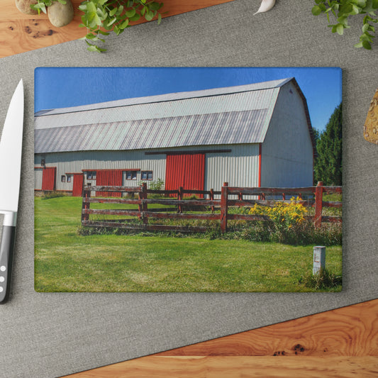 U R There Photography Bishop Road Beyond the Fence Rustic Farmhouse Tempered-Glass Cutting Board