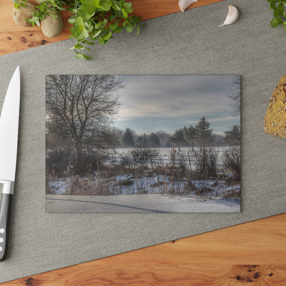 U R There Photography Winter in Mayfield Rustic Farmhouse Tempered-Glass Cutting Board