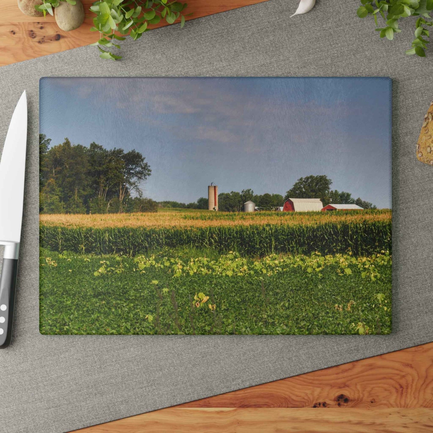 Rustic Farmhouse Cutting Board Featuring Across the Field in Clifford