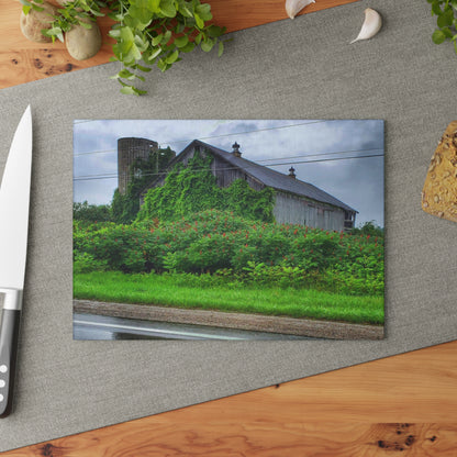 U R There Photography Metamora M-24 Grey IV Rustic Farmhouse Tempered-Glass Cutting Board