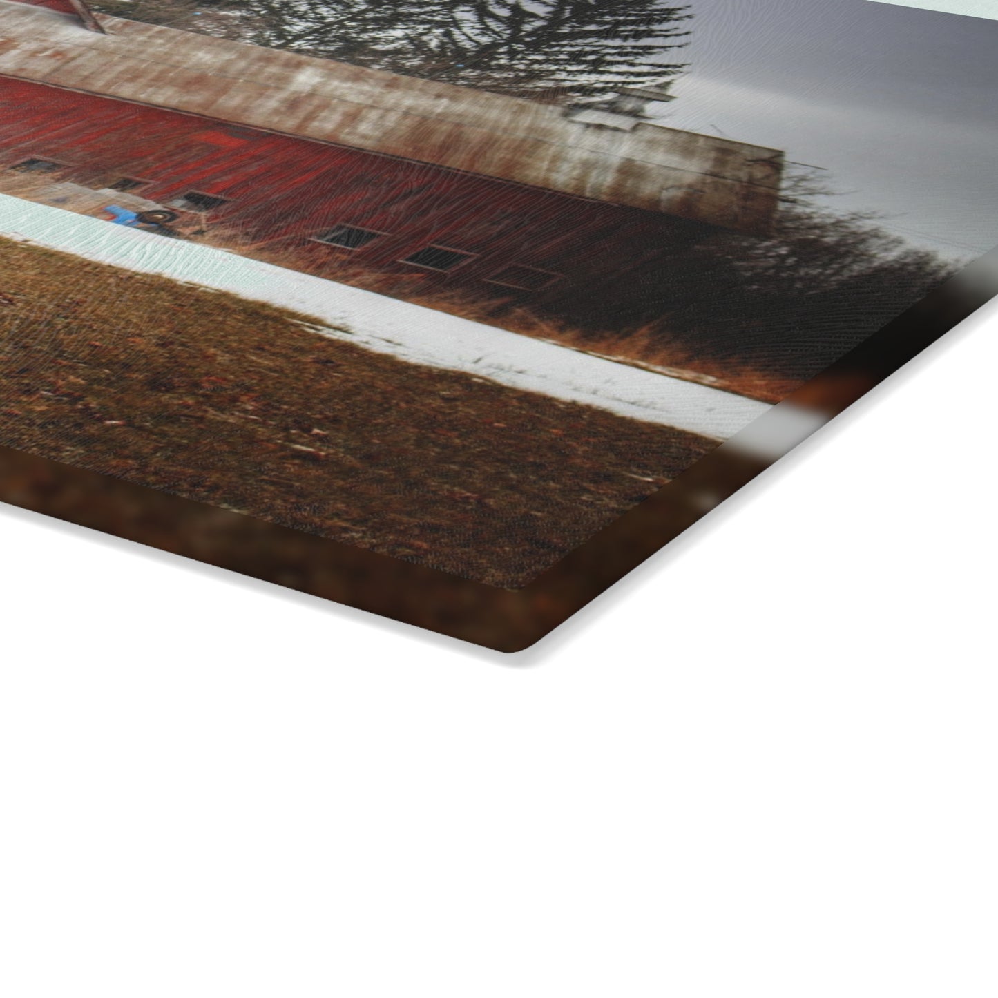 U R There Photography Blacks Corners Road Red Rustic Farmhouse Tempered-Glass Cutting Board