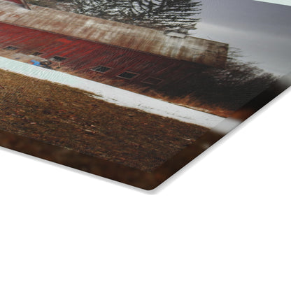U R There Photography Blacks Corners Road Red Rustic Farmhouse Tempered-Glass Cutting Board