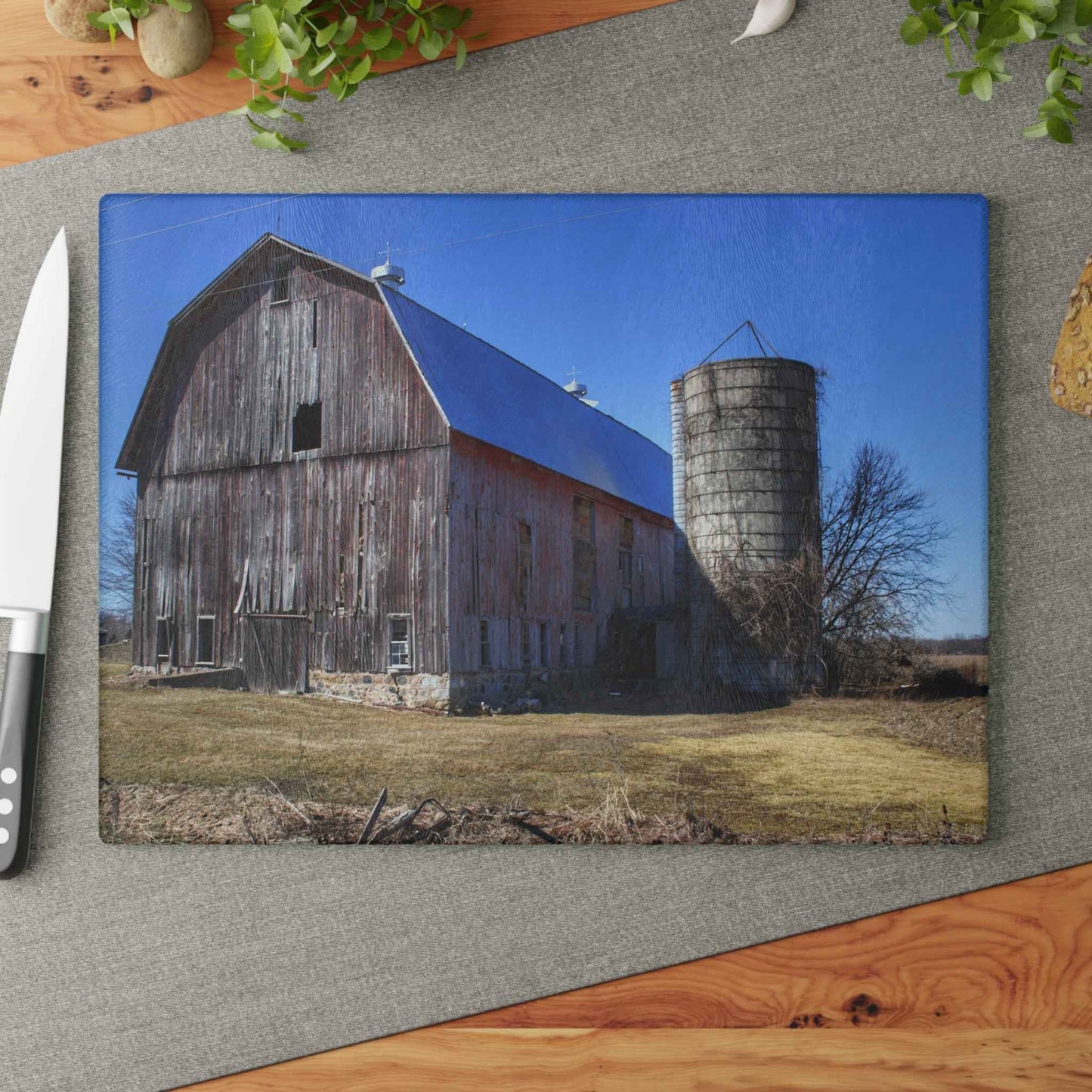 U R There Photography North Irish Red I Rustic Farmhouse Tempered-Glass Cutting Board