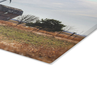 U R There Photography French Road Little Red Rustic Farmhouse Tempered-Glass Cutting Board