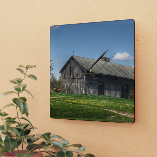 U R There Photography Wilder Road Grey II Rustic Farmhouse Acrylic Analog Wall Clock