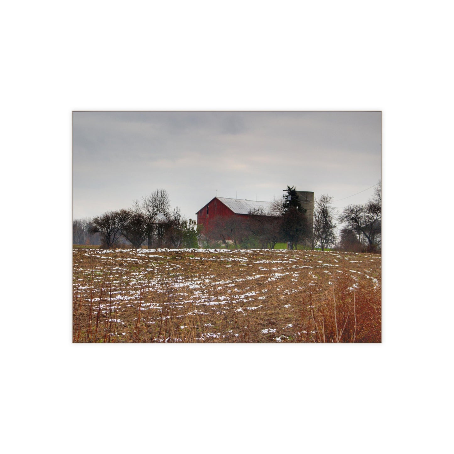 U R There Photography Brook Road Red Rustic Farmhouse Decorative Ceramic Tile 6" × 8" Glossy