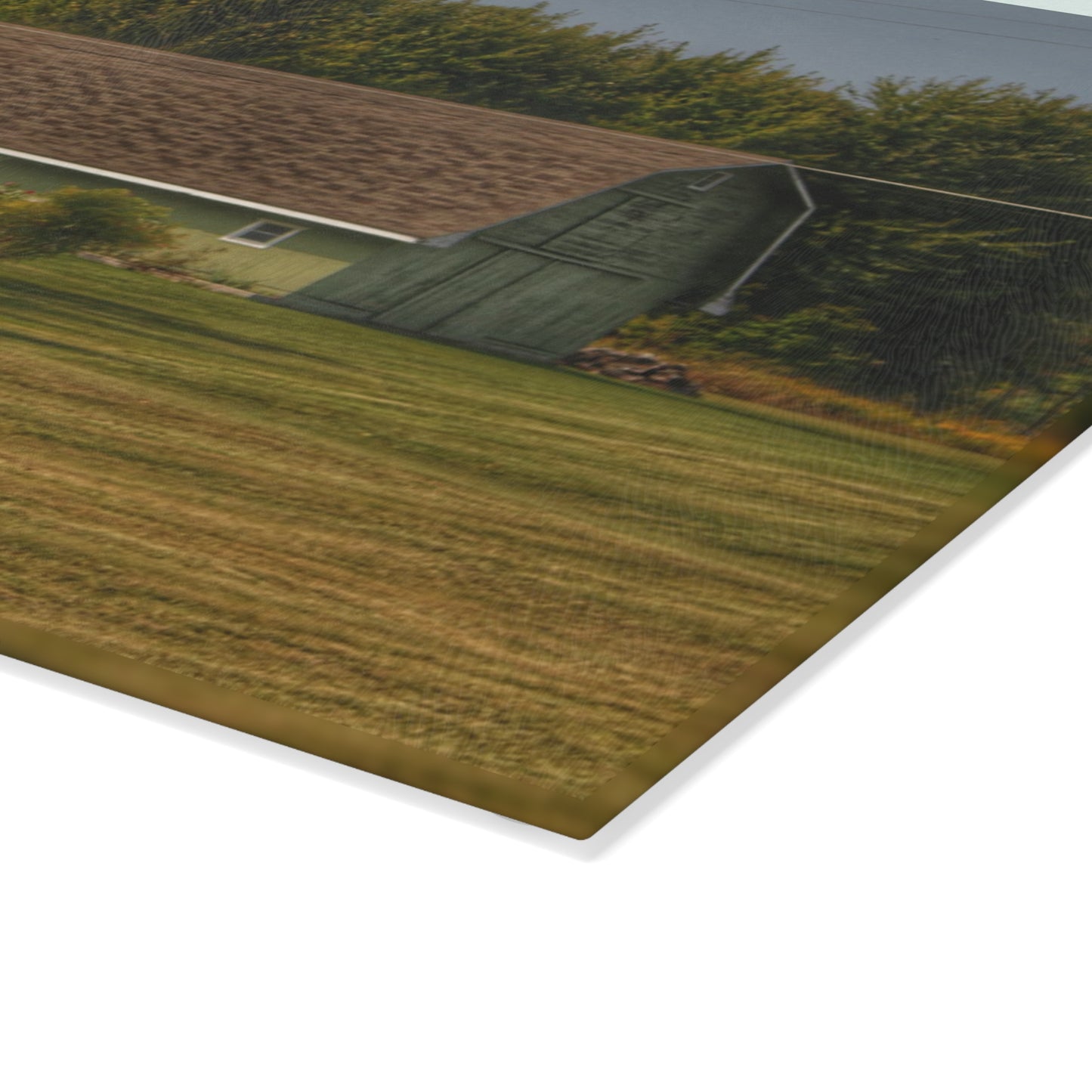 U R There Photography Crawford Road Green Rustic Farmhouse Tempered-Glass Cutting Board