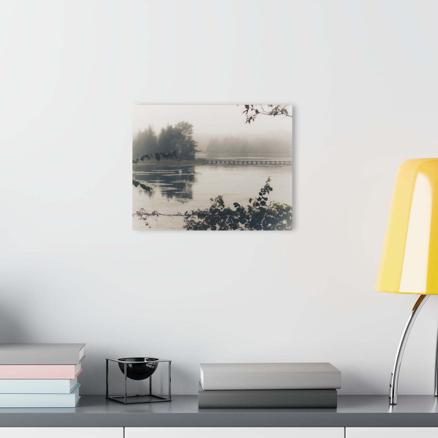 U R There Photography Bridge in Fog Rustic Farmhouse Acrylic Wall Print