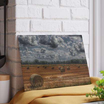 U R There Photography Haybale Heaven Rustic Farmhouse Tempered-Glass Cutting Board