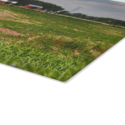 U R There Photography Across the Field in Elba II Rustic Farmhouse Tempered-Glass Cutting Board