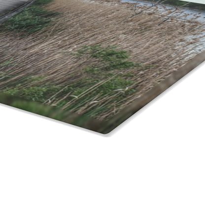U R There Photography Linear Park Bridge in Lapeer II Rustic Farmhouse Tempered-Glass Cutting Board