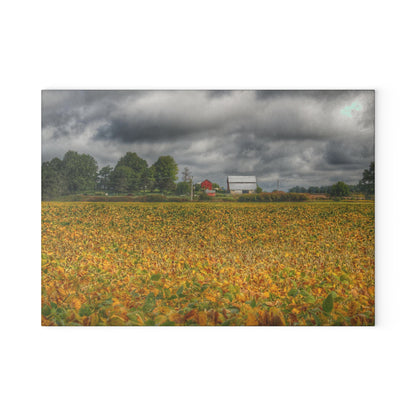 U R There Photography Golden Fields Farm Rustic Farmhouse Tempered-Glass Cutting Board