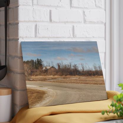 U R There Photography North Hunt Road Farm I Rustic Farmhouse Tempered-Glass Cutting Board