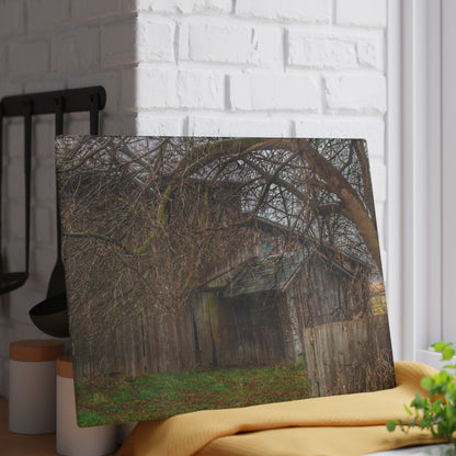 U R There Photography Bowers Road Greys III Rustic Farmhouse Tempered-Glass Cutting Board