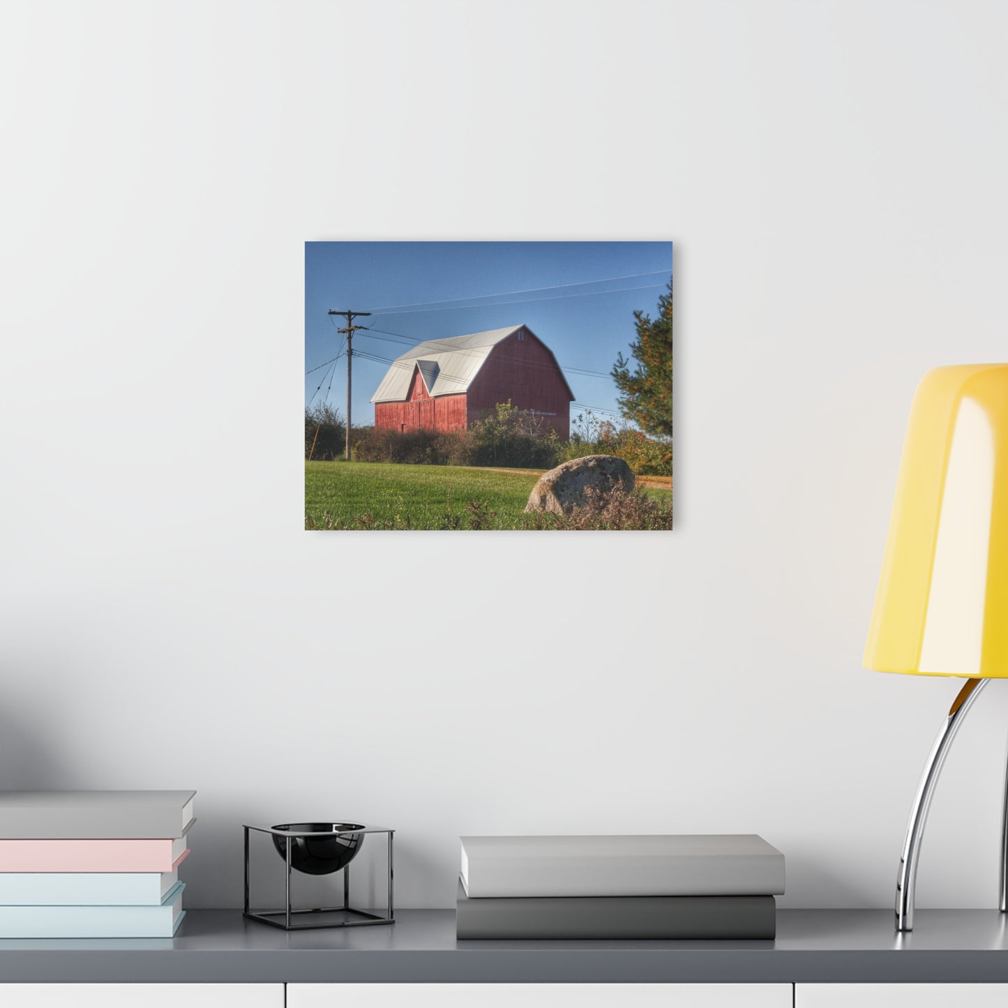 U R There Photography Hemingway Lake Road Red Rustic Farmhouse Acrylic Wall Print