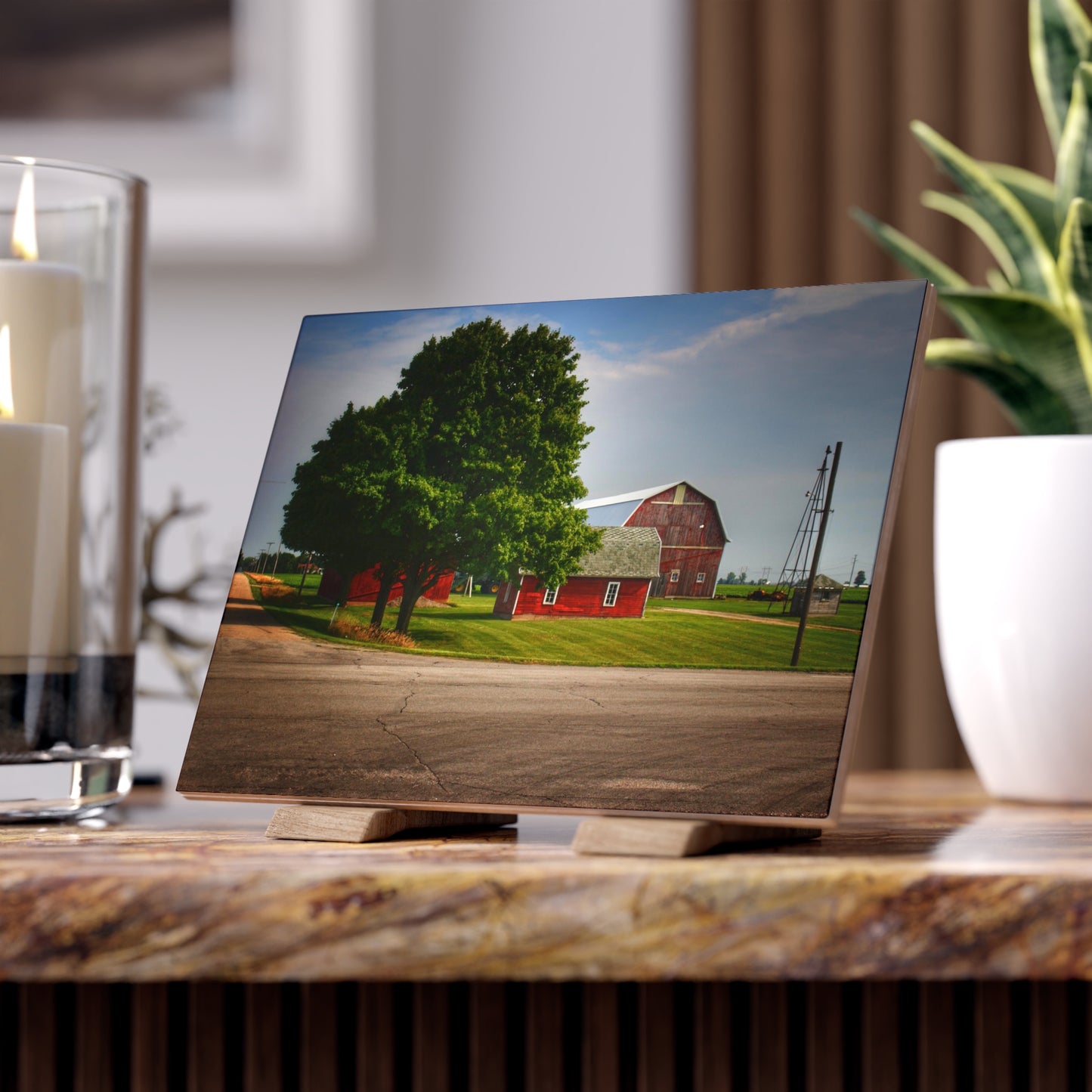 U R There Photography Bradford Road Reds Rustic Farmhouse Decorative Ceramic Tile