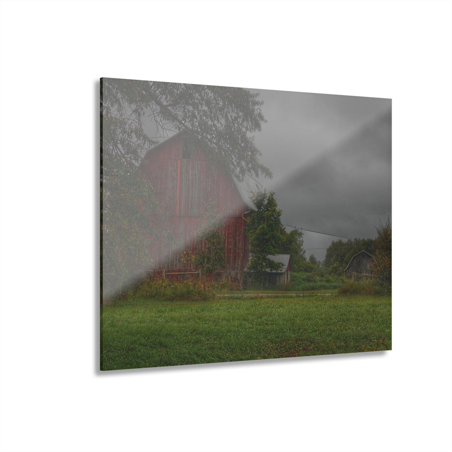 U R There Photography Columbiaville Red and Little Grey Rustic Farmhouse Acrylic Wall Print