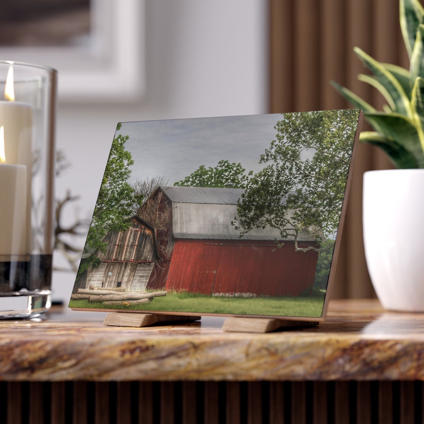 U R There Photography Barkley Road Buddies Rustic Farmhouse Decorative Ceramic Tile 6" × 8" Matte