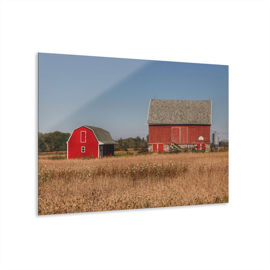 U R There Photography Brown City Wellman Line Road Reds Rustic Farmhouse Acrylic Wall Print