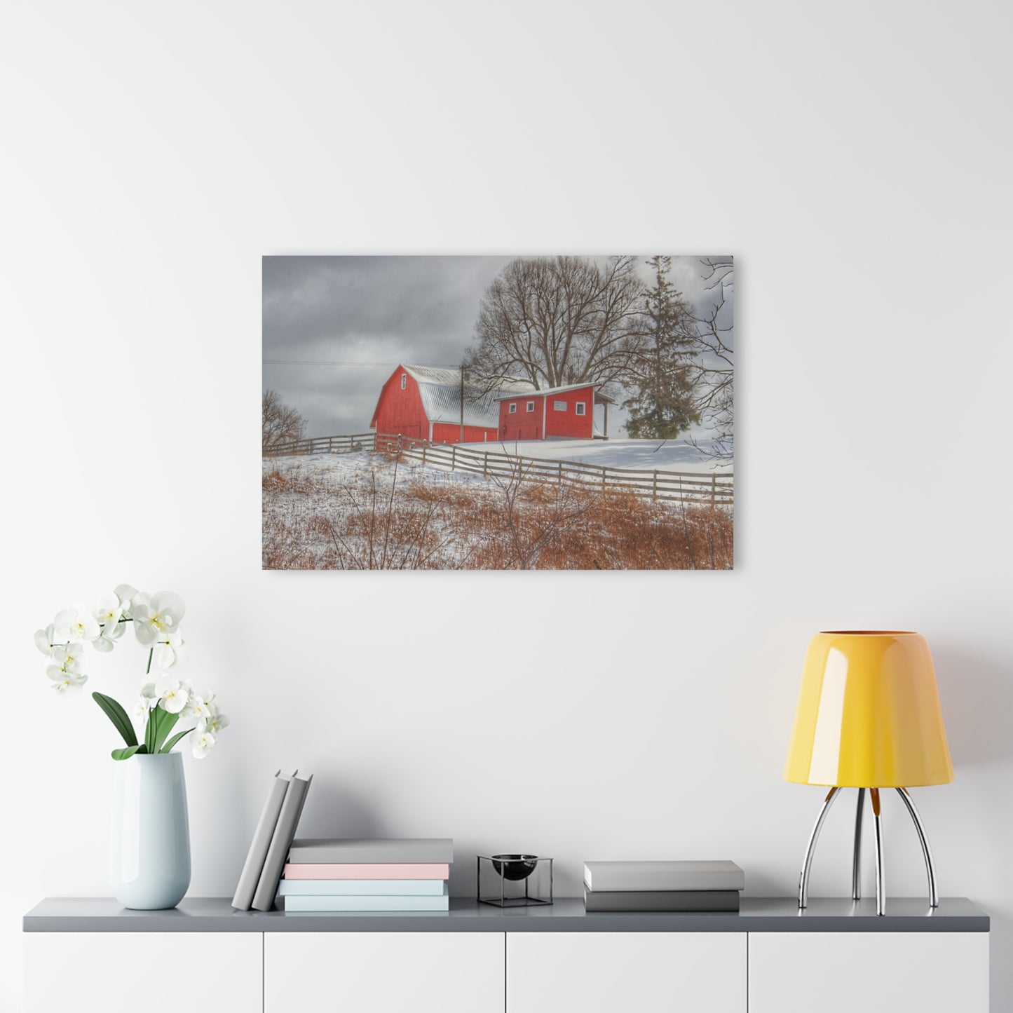 U R There Photography Catlin Red and Fence II Rustic Farmhouse Acrylic Wall Print