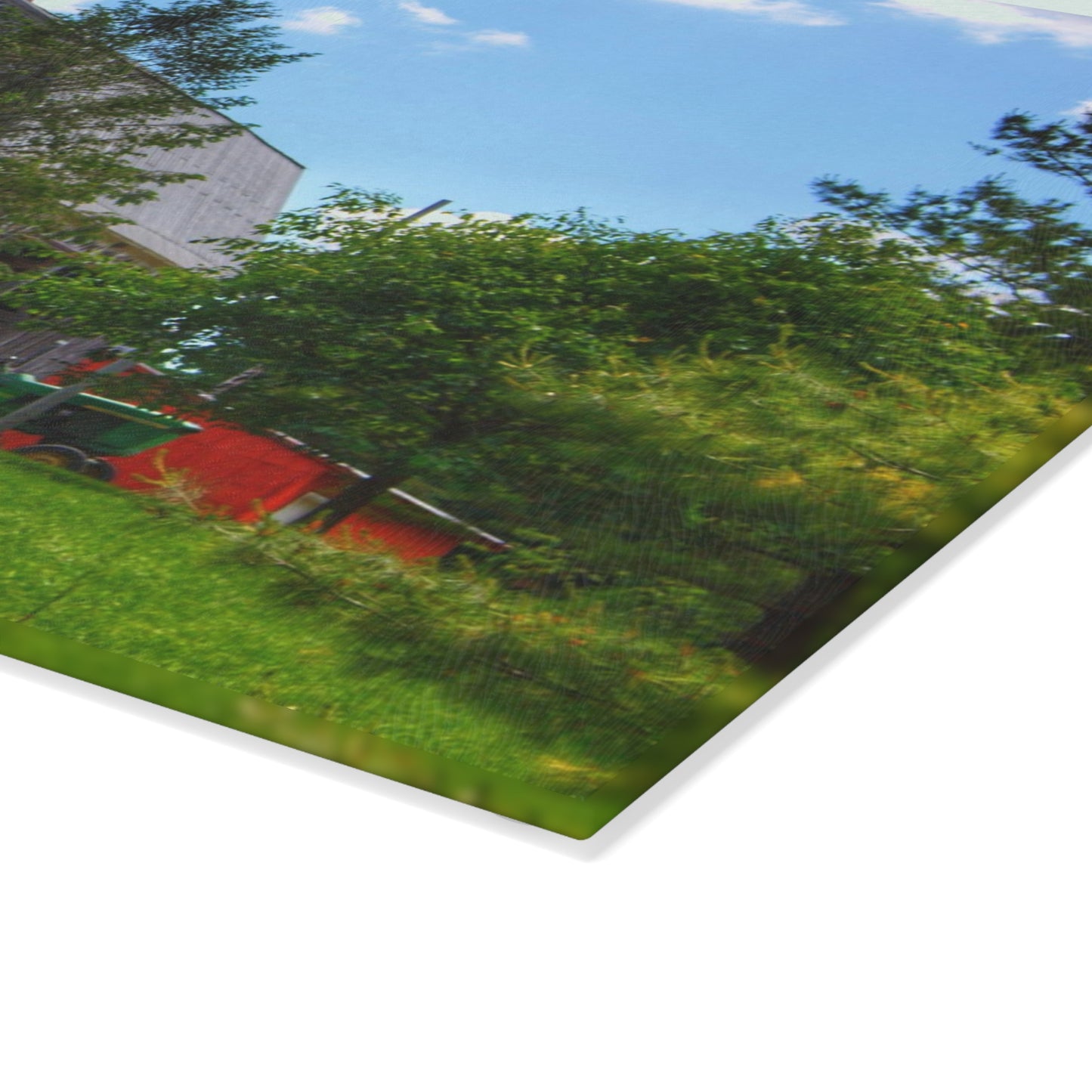 U R There Photography Bordman Road Hidden Grey Rustic Farmhouse Tempered-Glass Cutting Board