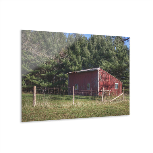 U R There Photography Little Red Shack Rustic Farmhouse Acrylic Wall Print