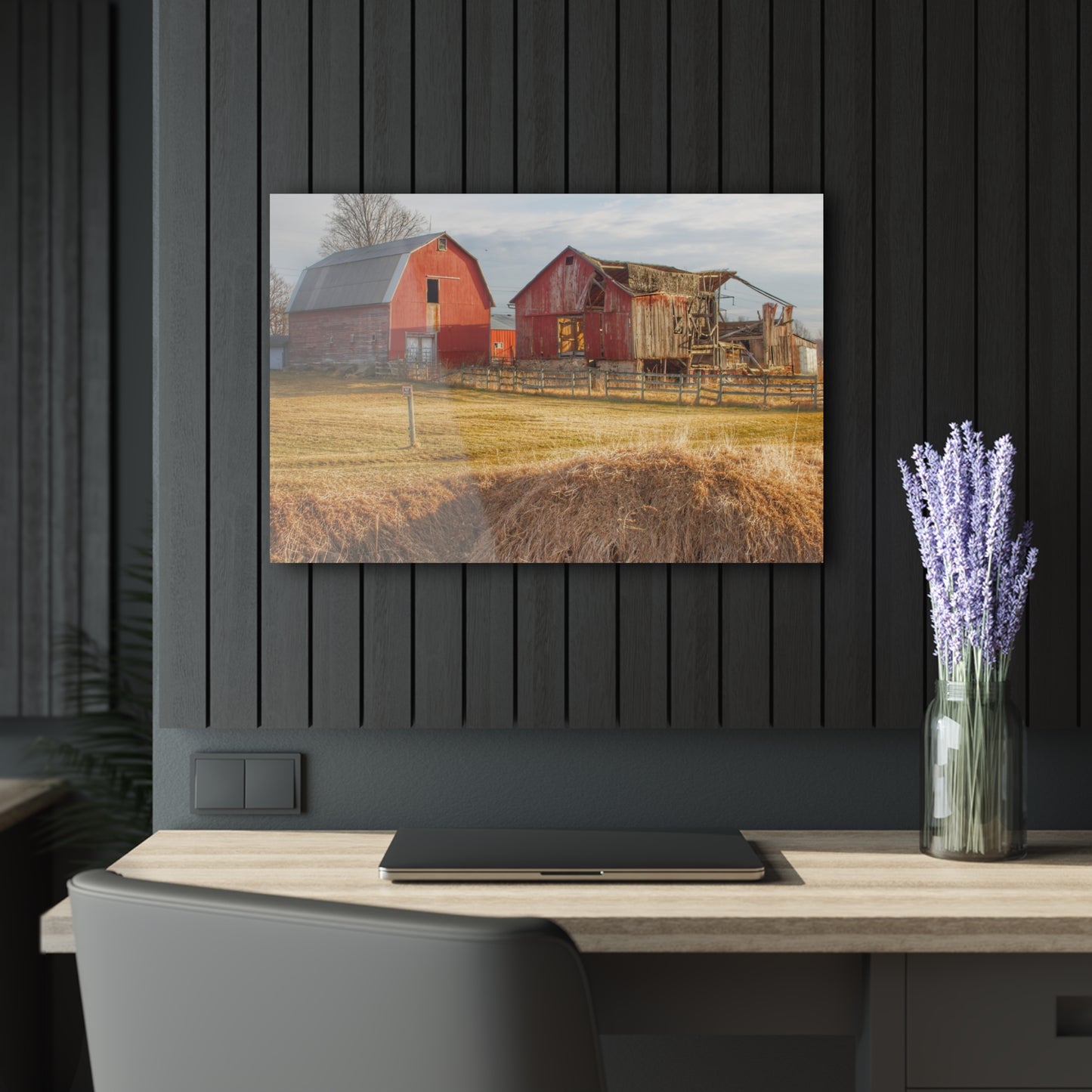 U R There Photography Irish Road Old Reds II Rustic Farmhouse Acrylic Wall Print