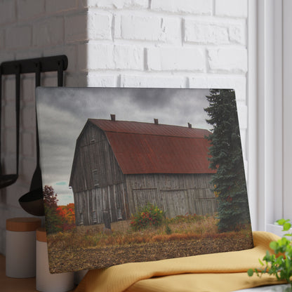 U R There Photography Sheridan Line Road Rusted Grey II Rustic Farmhouse Tempered-Glass Cutting Board