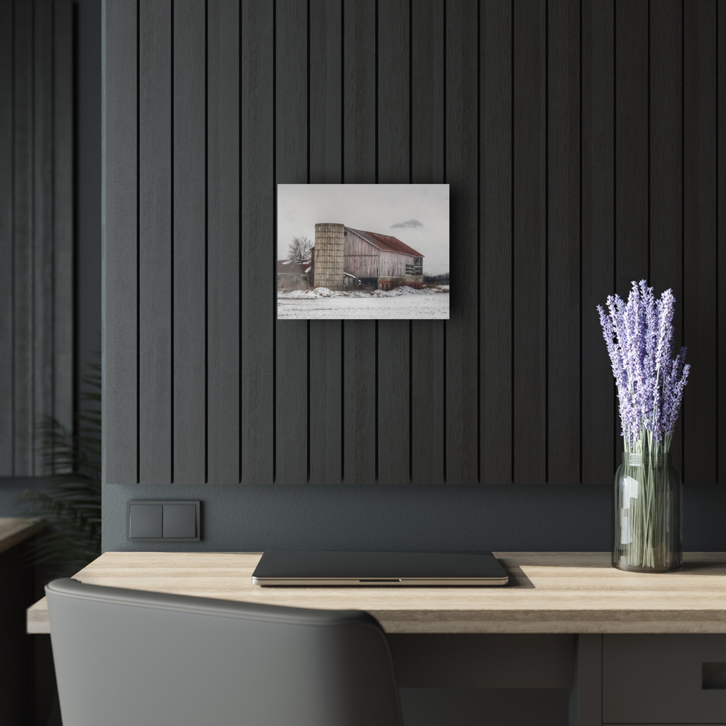 U R There Photography Babcock Road Grey Rustic Farmhouse Acrylic Wall Print