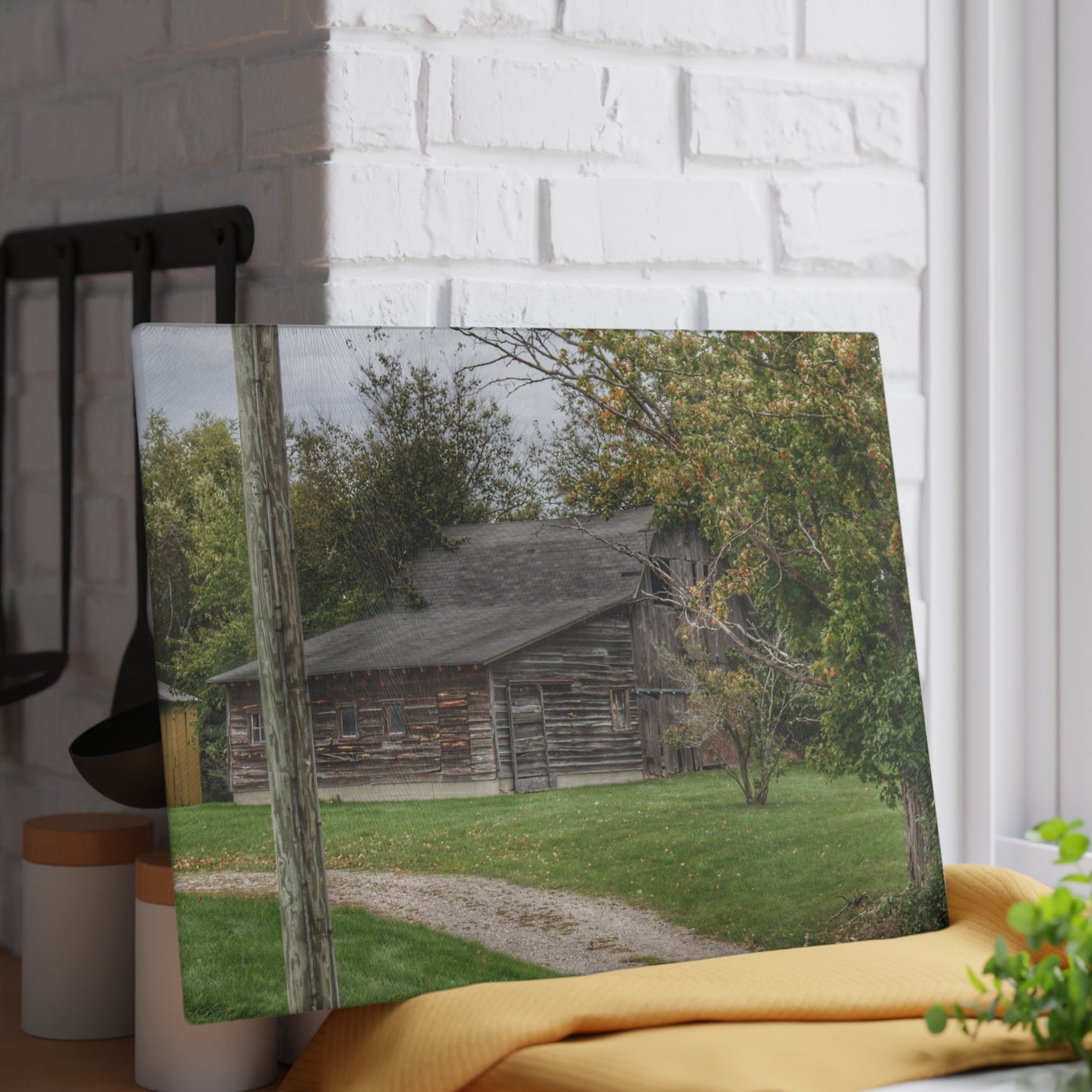 U R There Photography Hayes Road Hidden II Rustic Farmhouse Tempered-Glass Cutting Board