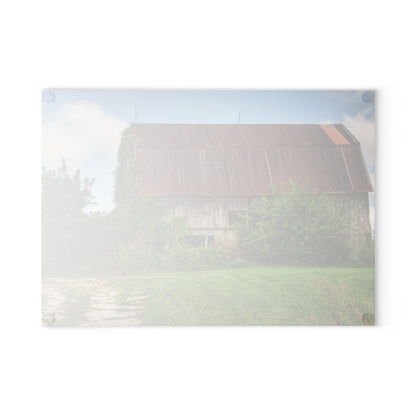U R There Photography Grey Road Rusted I Rustic Farmhouse Tempered-Glass Cutting Board