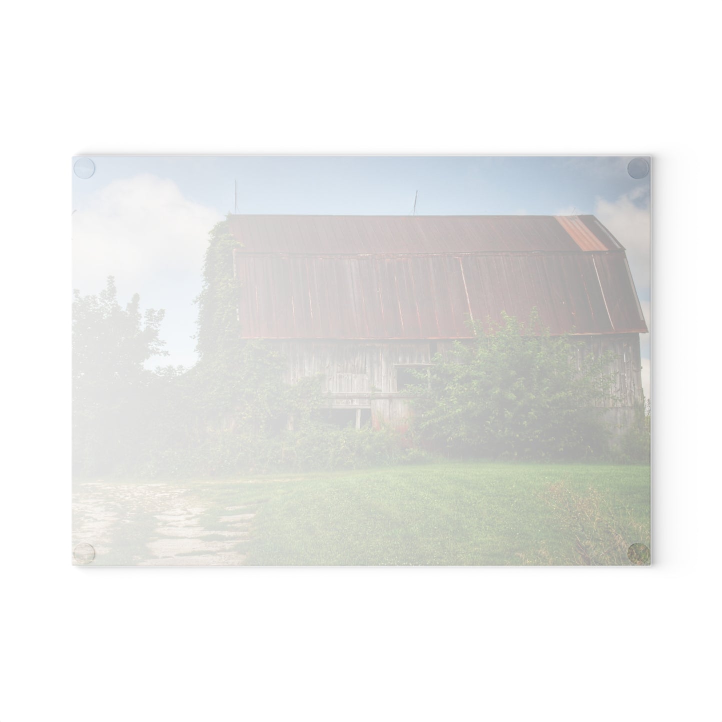 U R There Photography Grey Road Rusted III Rustic Farmhouse Tempered-Glass Cutting Board