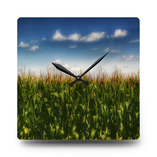 Sky-High Corn Rustic Farmhouse Acrylic Analog Wall Clock 10.75'' × 10.75'' (Square)