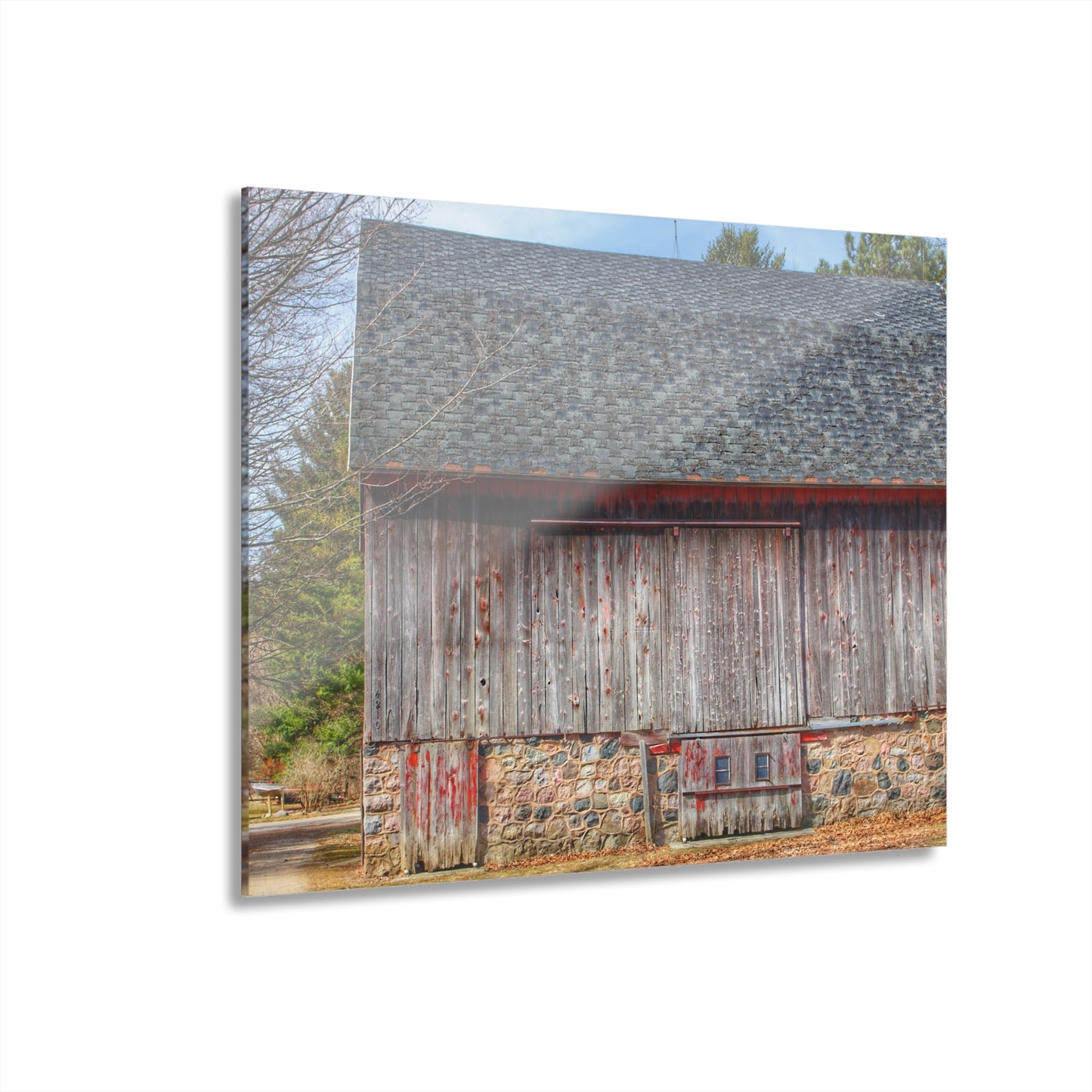 U R There Photography Leix Road Stone Red Rustic Farmhouse Acrylic Wall Print