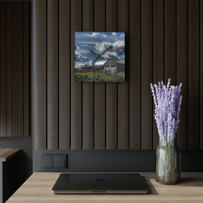 U R There Photography Sutton Road Haybarn Rustic Farmhouse Acrylic Analog Wall Clock