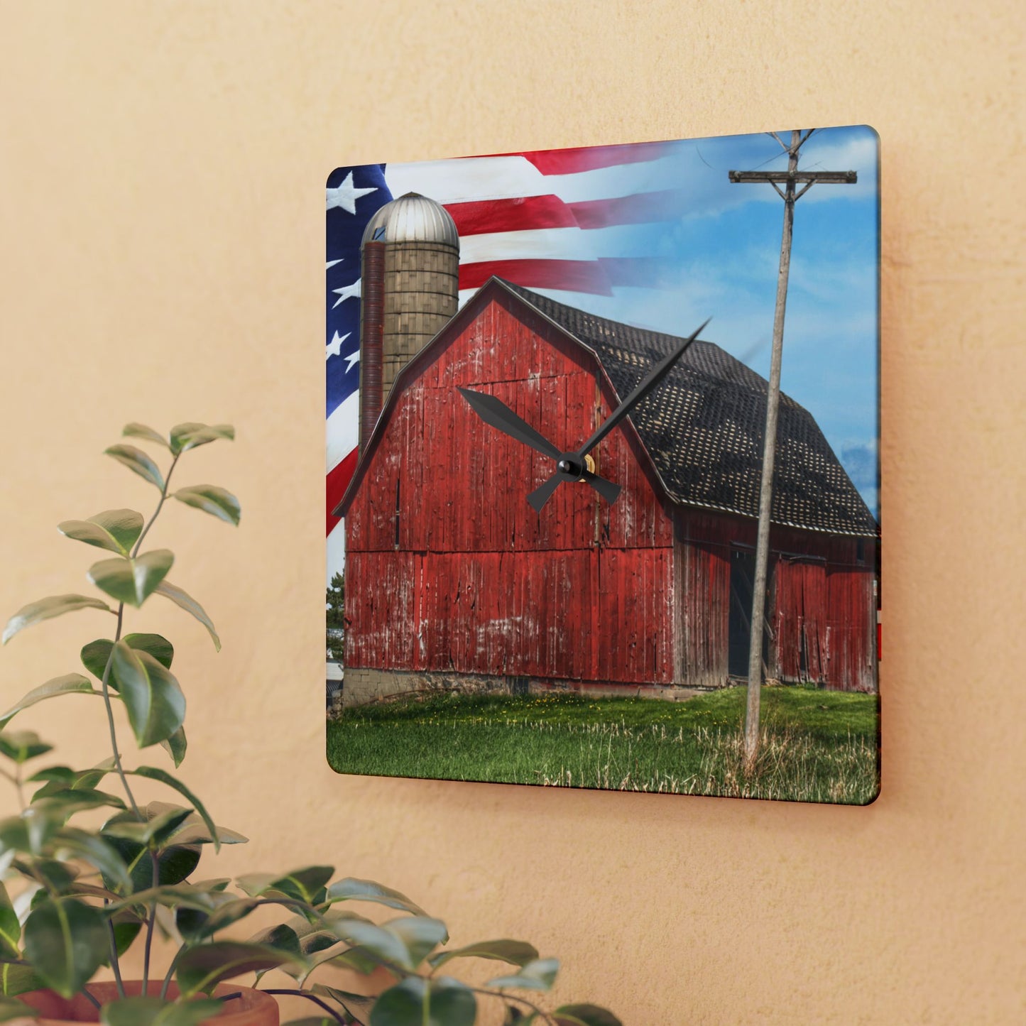 U R There Photography An American Farm I Rustic Farmhouse Acrylic Analog Wall Clock