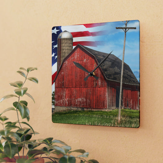U R There Photography An American Farm I Rustic Farmhouse Acrylic Analog Wall Clock