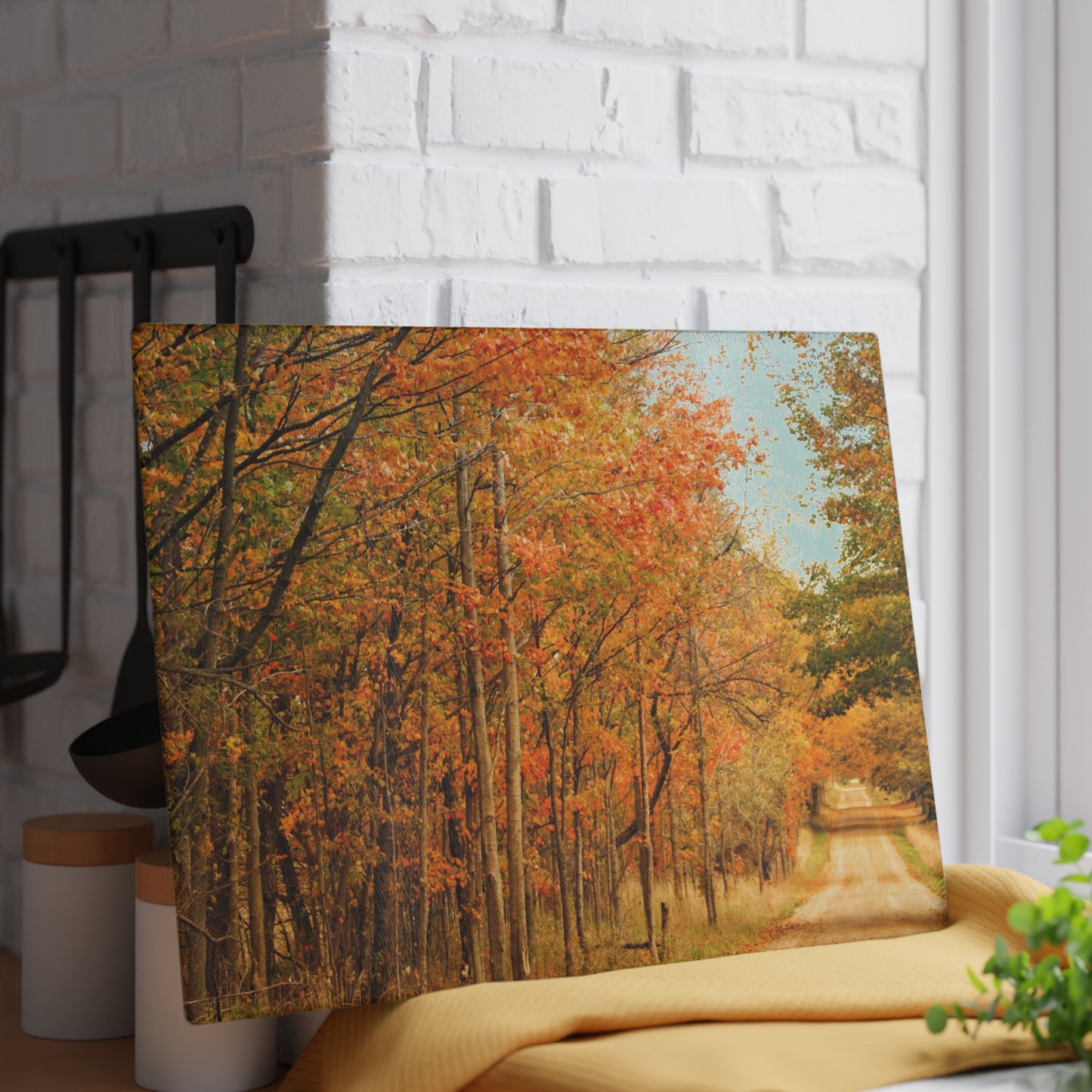 U R There Photography Fall on Murphy Lake II Rustic Farmhouse Tempered-Glass Cutting Board